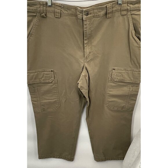 Duluth Trading Flex Fire Hose Cargo Pants 48x28 Mens Khaki Durable Workwear 97% - Picture 2 of 8